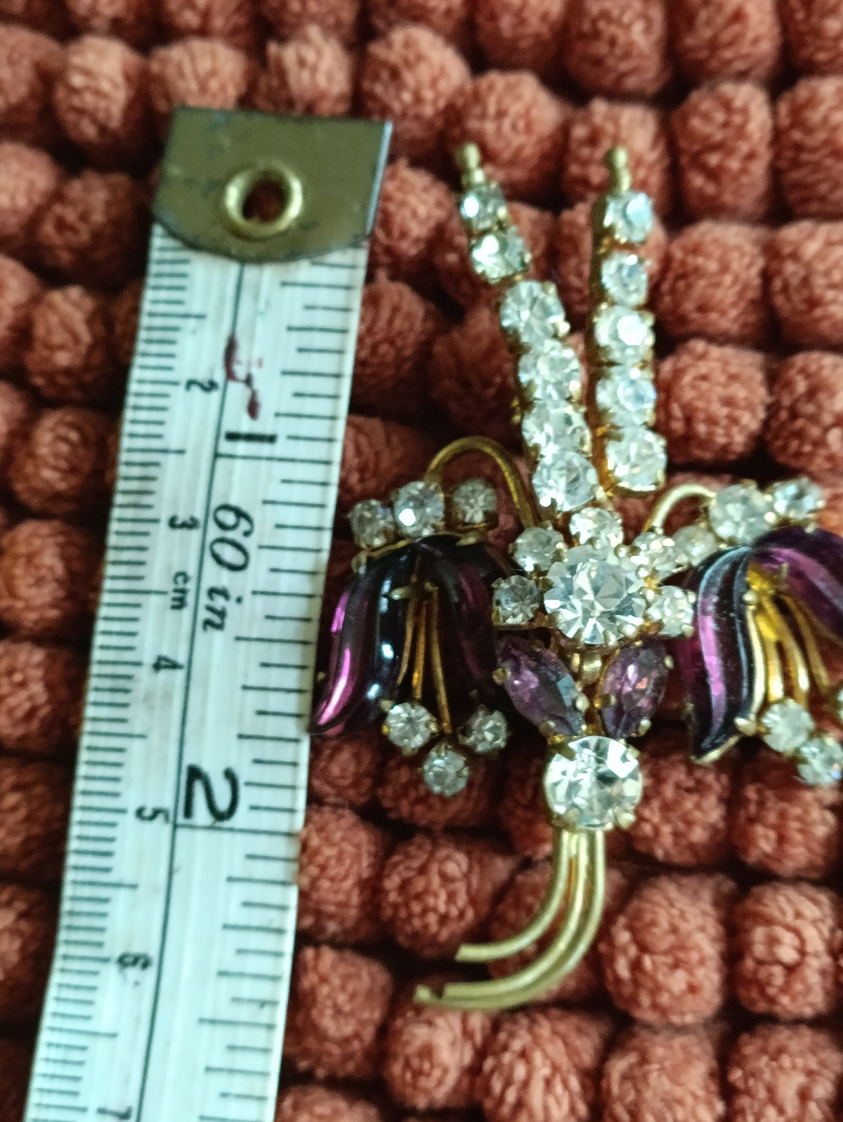 Amethyst Glass Austrian Crystal Gilt Brooch