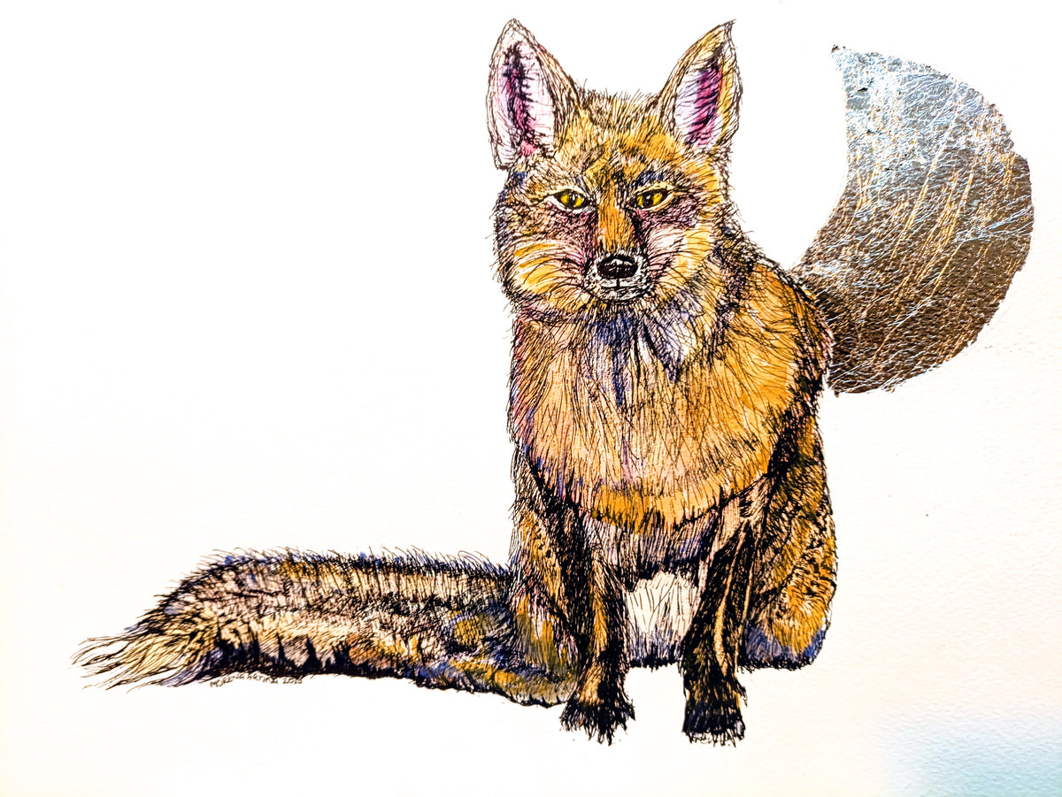 Fox and Moon Watercolour
