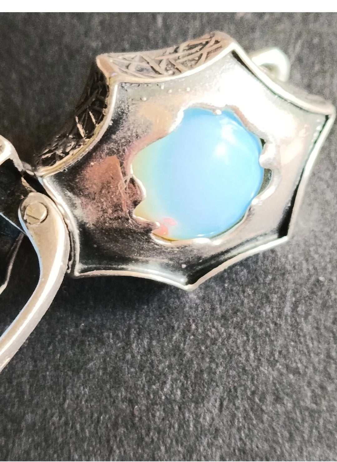 Sterling Silver & Opalite Clip-On Earrings