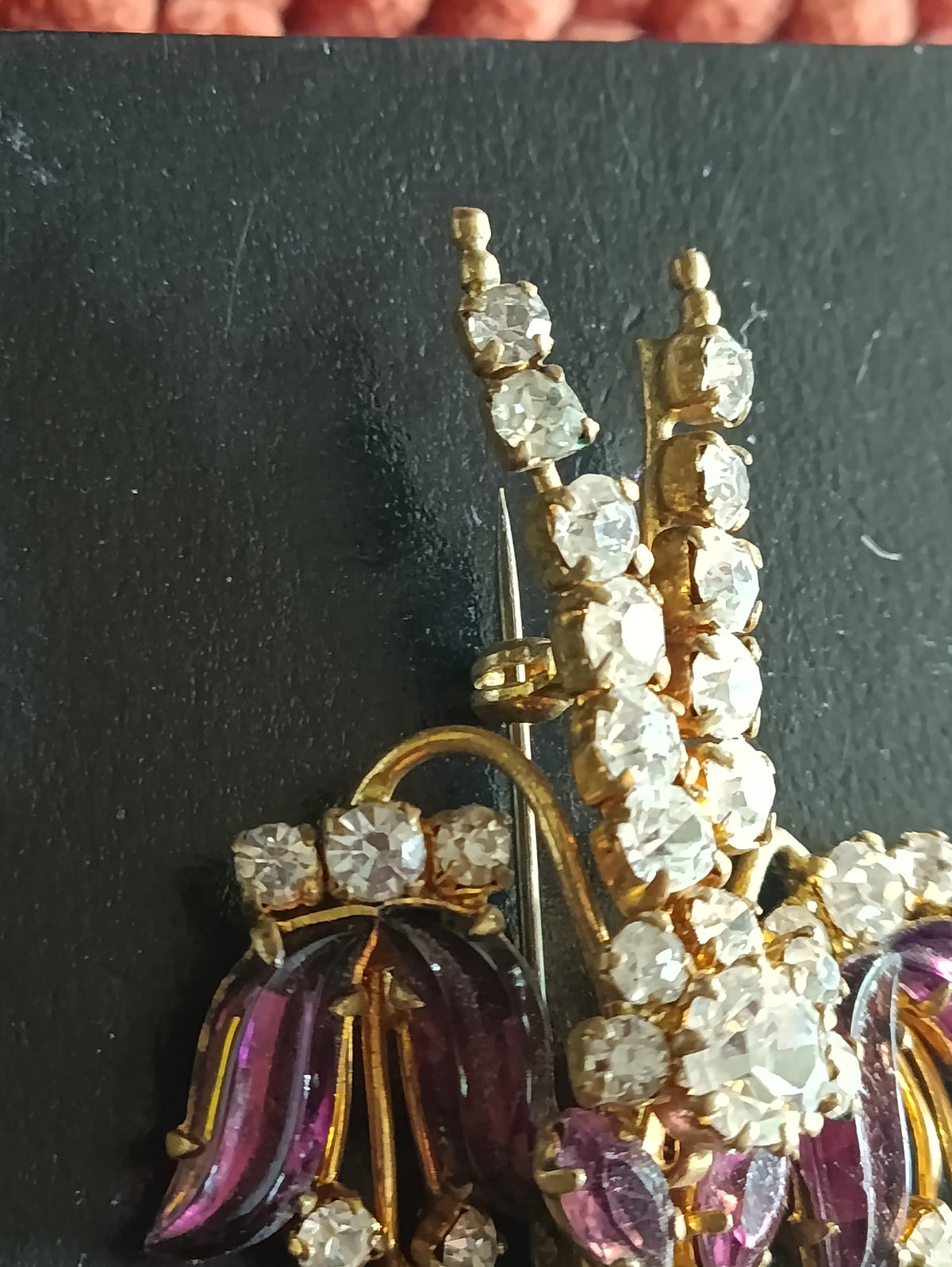 Amethyst Glass Austrian Crystal Gilt Brooch