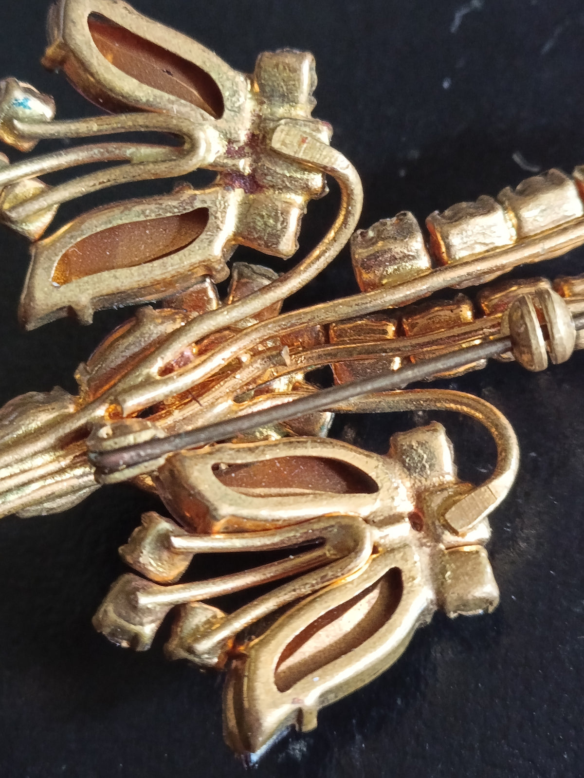 Amethyst Glass Austrian Crystal Gilt Brooch