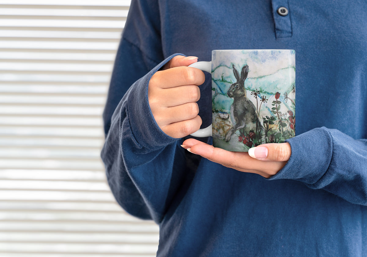 Festive Hare and Berries Christmas mug