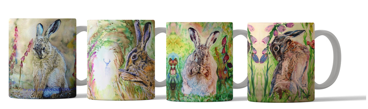 Set of 4 Hare Mugs