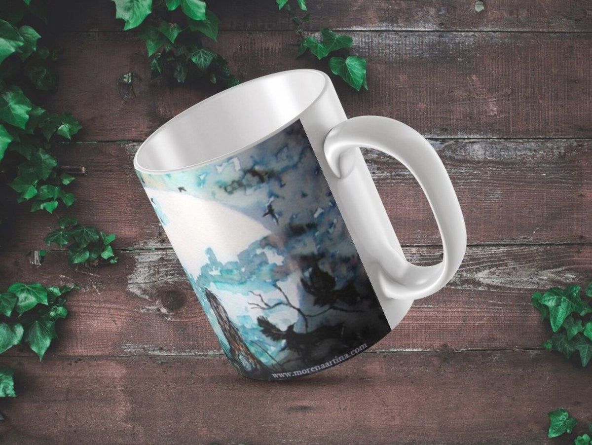 Moongazing Hare and Crows Mug