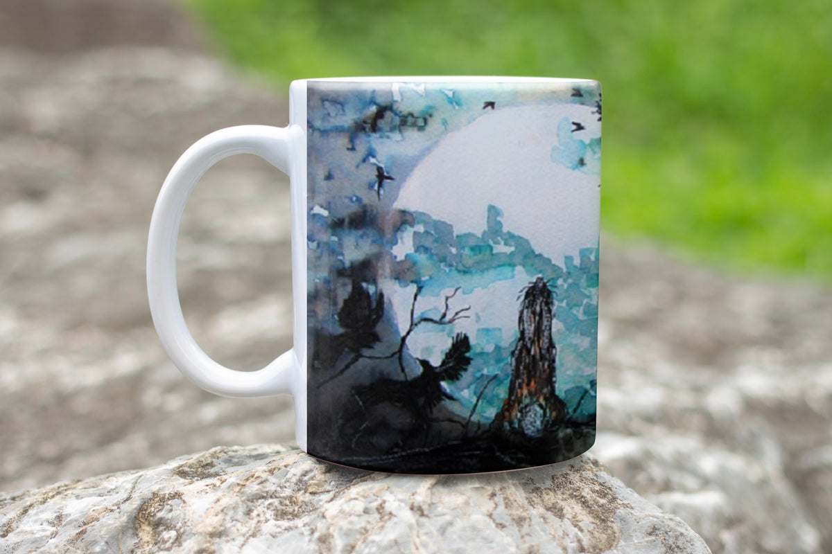 Moongazing Hare and Crows Mug
