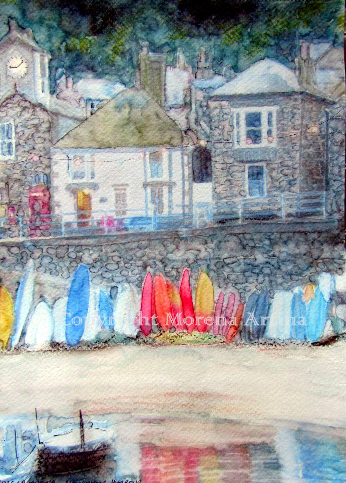 "Mousehole" Print - Cornish seaside - Canvas / Print / Poster various sizes, from original painting