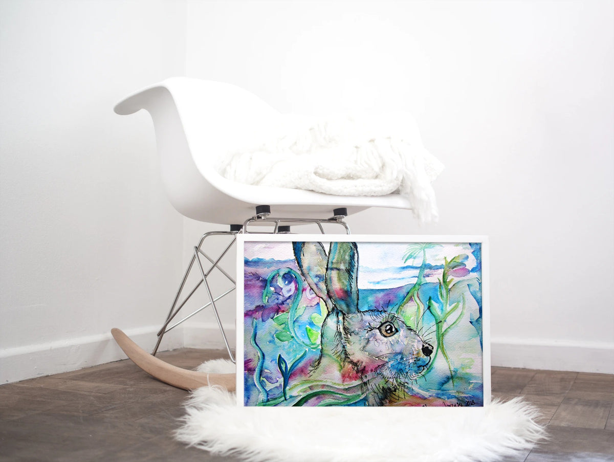 "Tropical Ocean Hare" Print - Canvas / Print / Poster various sizes, from original painting