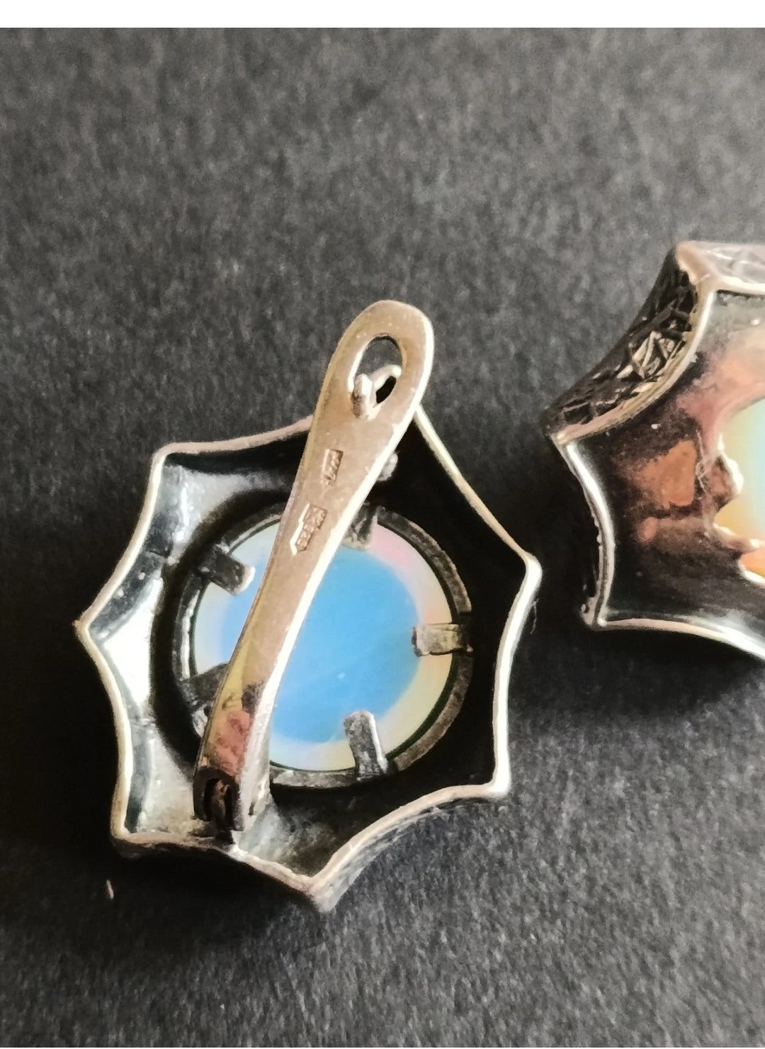 Sterling Silver & Opalite Clip-On Earrings